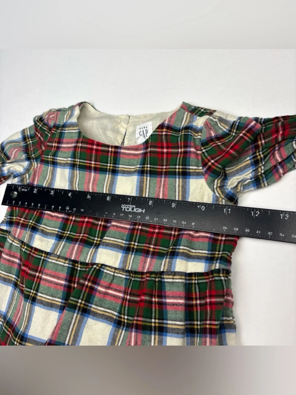 Baby Gap 3 Year Dress Plaid Tiered Peasant Prairie Flannel Cotton Red White Blue